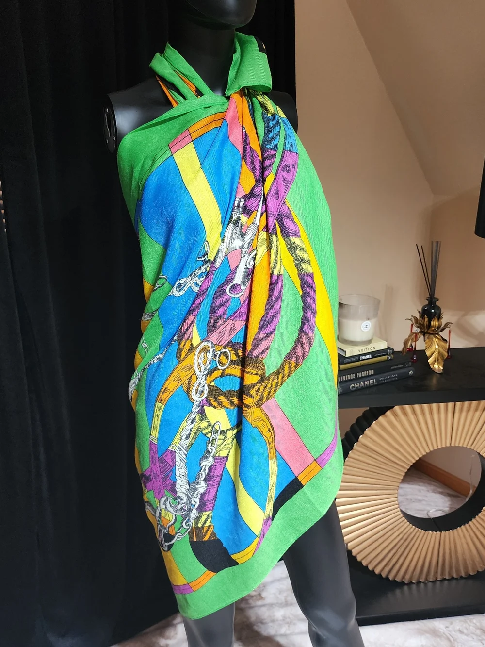 CARNAR ORCHID Oversized Equestrian Scarf Sarong Pareo Wrap NWT